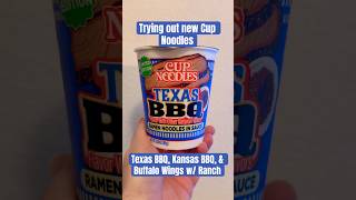 New Cup Noodle flavors. Texas and Kansas BBQ = tasty. Wings with ranch? Not so much. @ancientflounder