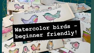 WATERCOLOR WHIMSICAL BIRDS for junk journal decoration  - beginner friendly! - #junkjournalideas