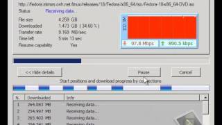 Downloading Fedora 18 DVD at 100 mbps