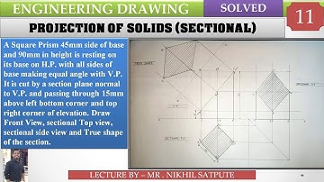 Engineering Drawing | Sections of Solid Problem 11 | Learn with nikhil