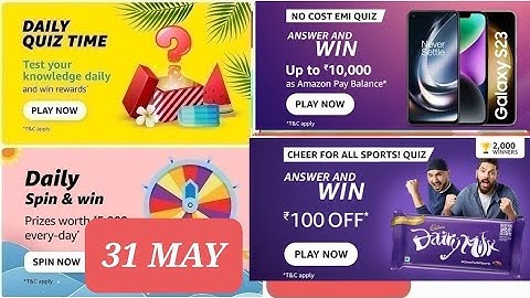 Amazon NO COST EMI quiz answers|CHEER FOR ALL SPORTS|amazon quiz today|amazon quiz answers today