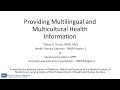 Providing multilingual and multicultural health information march 14 2023