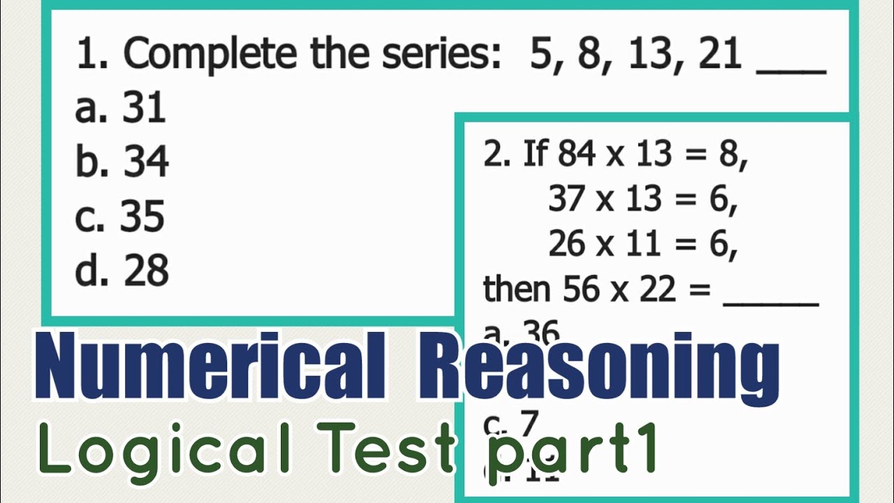 Part1 Logical Test NUMERICAL REASONING YouTube