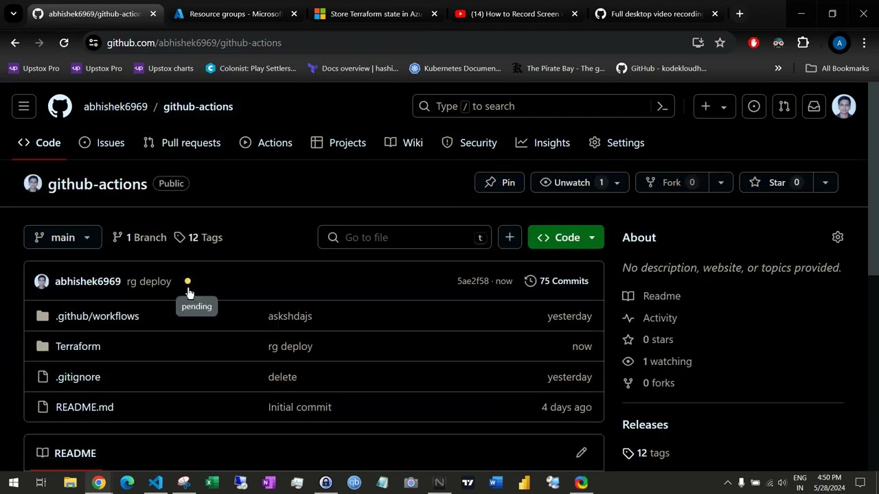 Azure Infrastructure Deployment Overview using Terraform and GitHub Actions CI CD