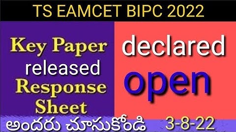 TS EAMCET BIPC Response Sheet Released 2022/ts eamcet bipc key paper released 2022/ts eamcet bipc //