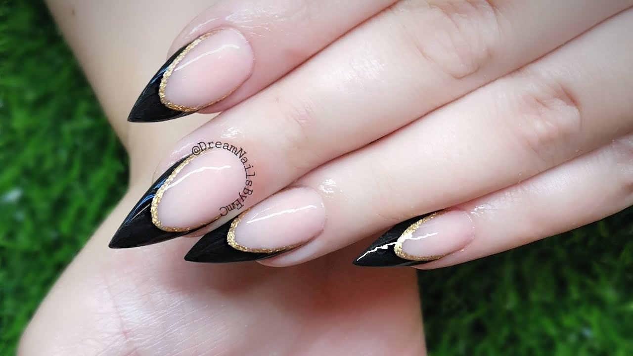 8. Glitter French Tip Coffin Nails - wide 7