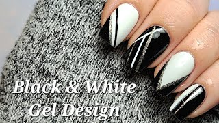 NAIL ART: Black, White & Silver Gel Nail Design - Linework