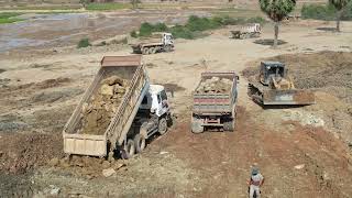 Best Techniques Activities Big Project With Many Bulldozer Komatsu pushing mud in water