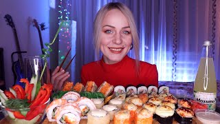 MUKBANG | Роллы/суши, мидии, сэндвич из риса | Rolls/Sushi, rice sandwich не ASMR