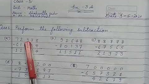 SUBTRACTION Class  4th | exercise 3A