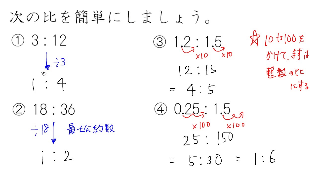 比を簡単にする 小学6年生 算数 Cmovie 教育に特化した無料動画サイト シームービー オンライン学習サイト