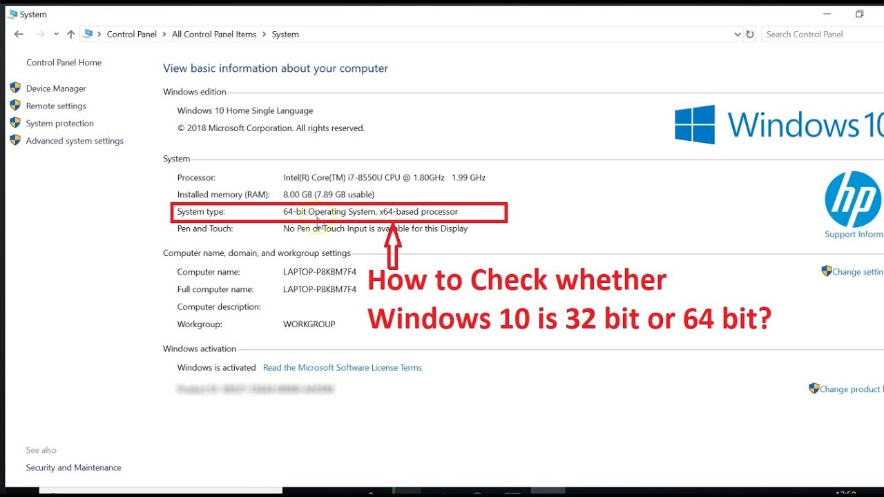 How to check whether Windows 10 is 32 bit or 64 bit? - YouTube