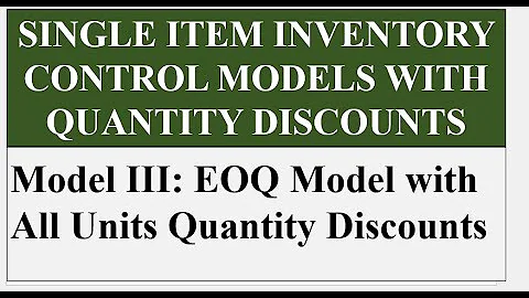 Model III: EOQ Model with All Units Quantity Discounts