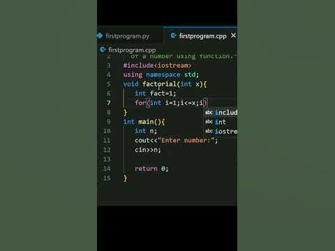 C++ program to print factorial of a number using function #cpp # ...