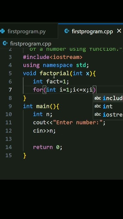 C++ program to print factorial of a number using function #cpp # ...