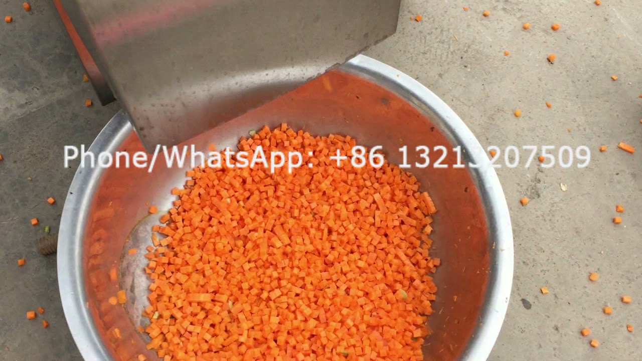Video of vegetable fruit cube cutting machine