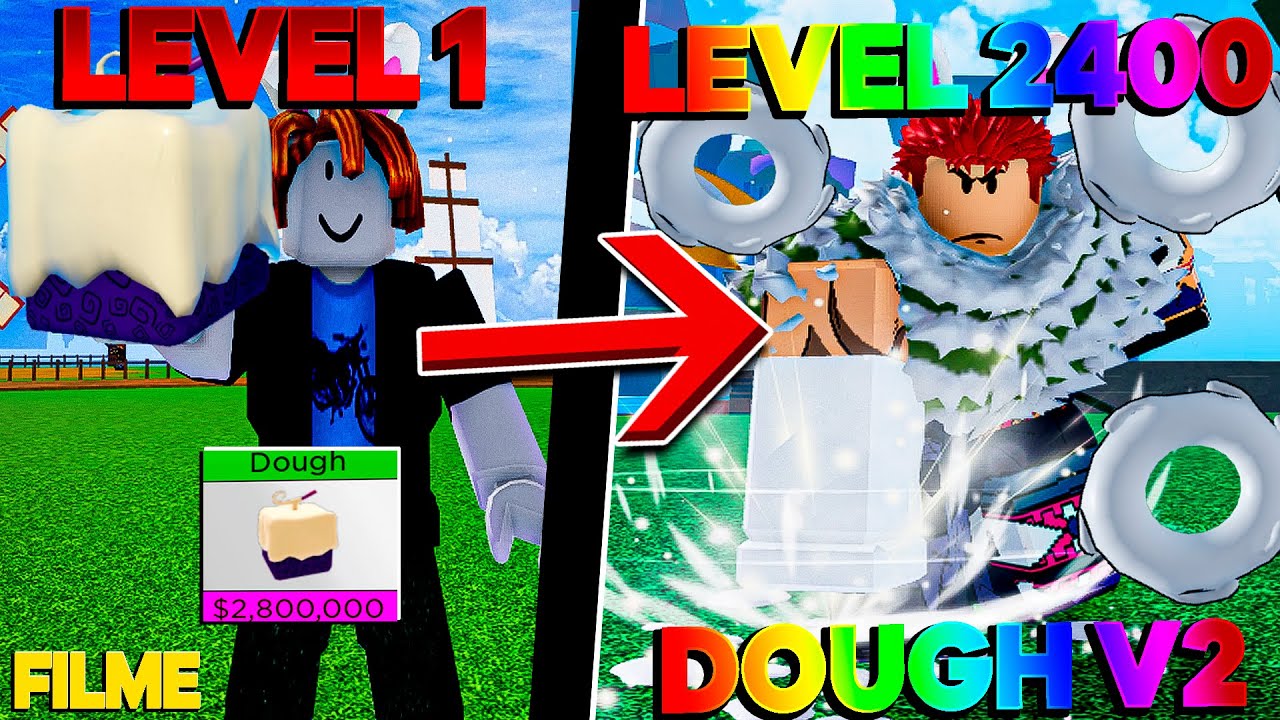 UPEI DO 1 AO 2400 DE DOUGH V2 DESPERTADA NO BLOX FRUITS  FILME    ROBLOX