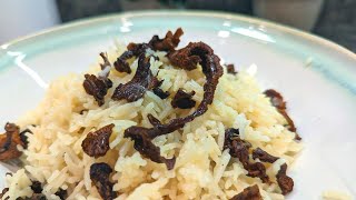 My addictive mushroom rice recipe made with dried Chantrelle mushrooms and basmati rice!