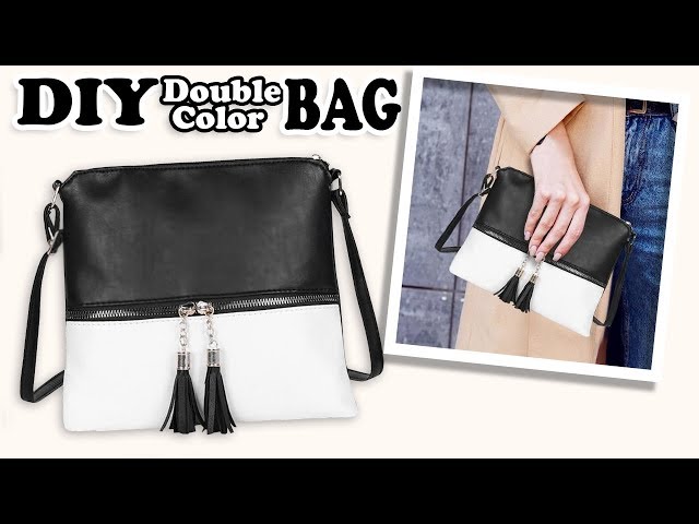 CUTE DIY CROSSBODY BAG DESIGN // Tassel Flap Double Color Purse Bag Tutorial