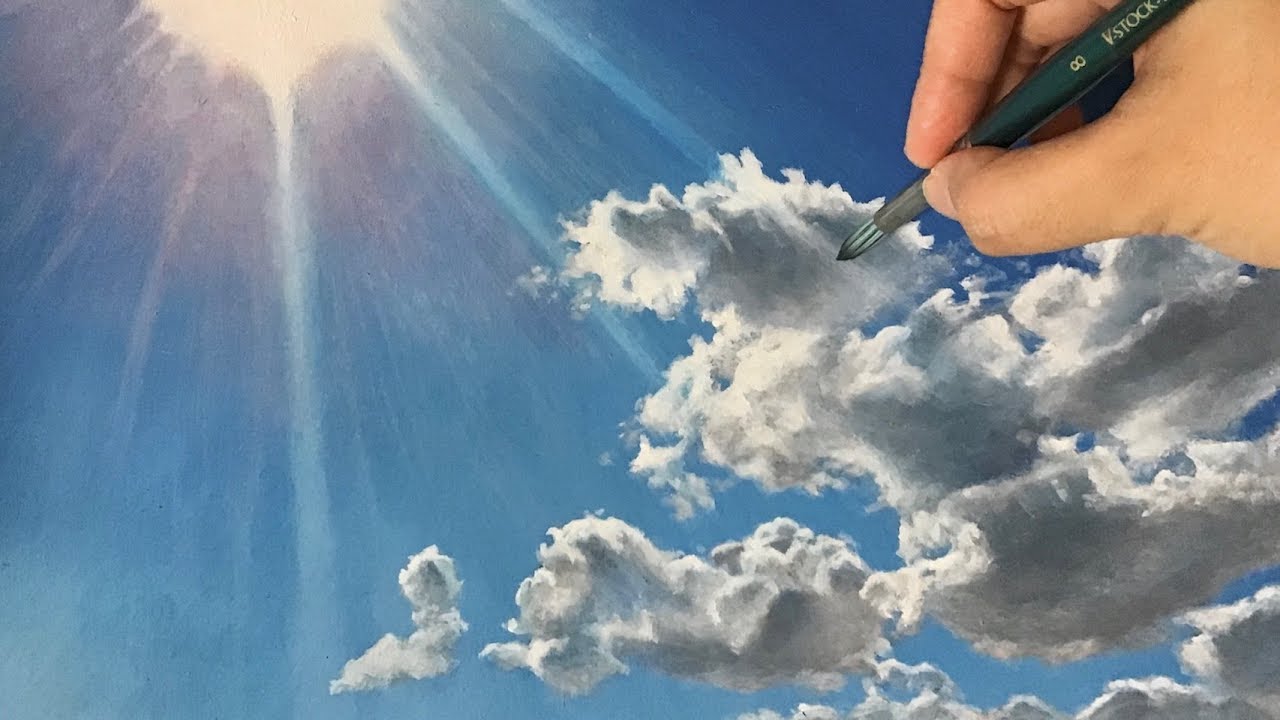空 雲の描き方 ブラシの種類 塗り方 遠近感で簡単に上達する ポスター カラー 空 描き 方