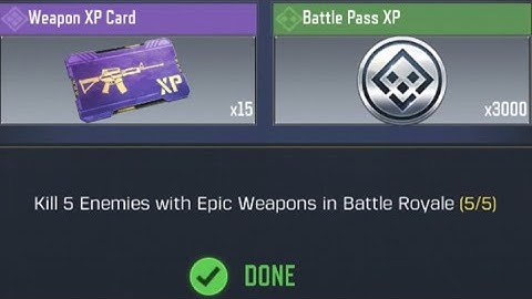 Call Of Duty Mobile Kill 5 Enemies with Epic Weapons in Battle Royale Task Complete