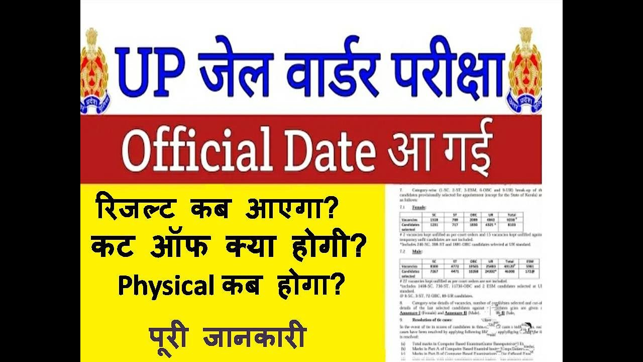 Up Police Jail Warder And Fireman Cut Off And Results New Updates Today 2020/New Updates today