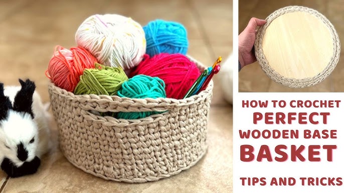 Final Reveal: Crochet Nesting Baskets with Wooden Base, cypress