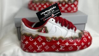 CUSTOM LV SUPREME BURNING ROPE LACE AIRFORCE ONE | FULL TUTORIAL |