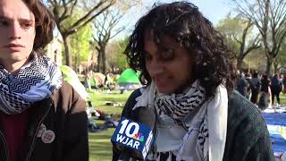 Brown University students continue encampment demonstration