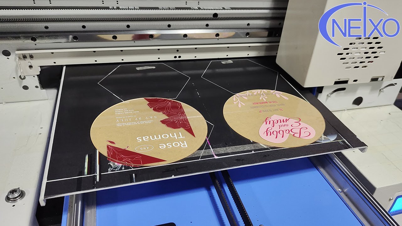 Dual head UV flatbed printer Vanishing ink printing For Acrylic Invitation Card