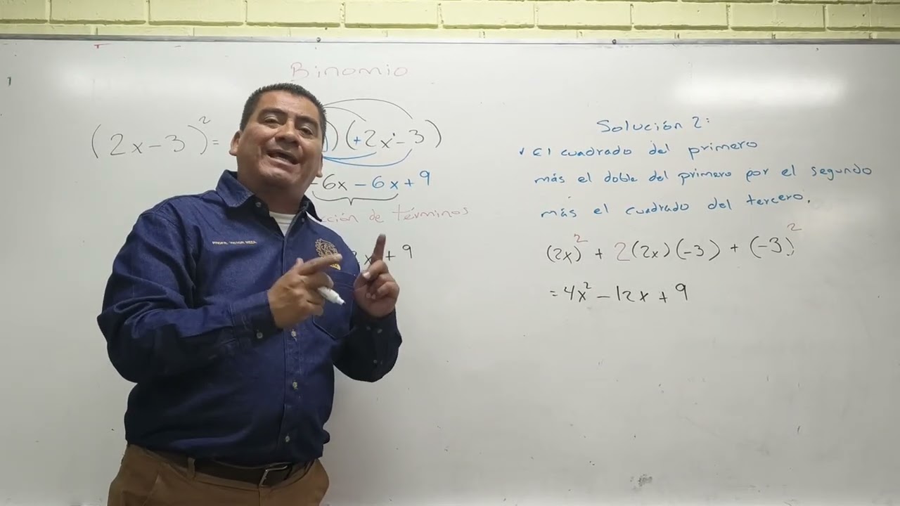 Binomio al Cuadrado.  Ejemplo (2x - 3)2 Guía para el examen de Preparatoria 
