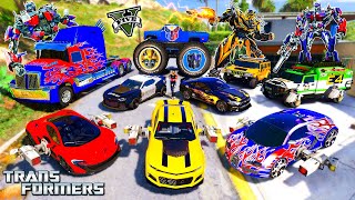 GTA 5 - Stealing TRANSFORMERS Movie Vehicles with Franklin! (Real Life Cars #273)