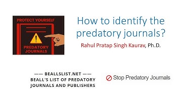 How to identify the predatory journals?
