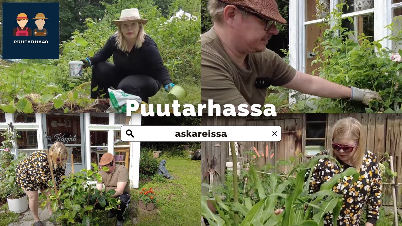 Puutarhassa askareissa
