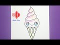 تعليم الرسم للمبتدئين | كيف ترسم ايس كريم خطوة بخطوة HOW TO DRAW A CUTE ICE CREAM CUTE AND EASY