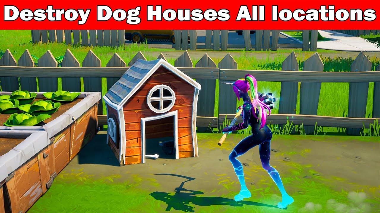 Destroy dog houses (x3) Fortnite Week 2 Epic Quest (All dog houses locations) YouTube