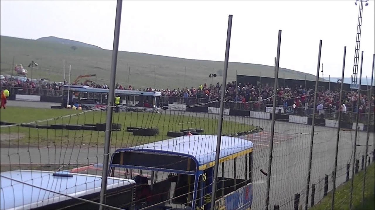 Bus and Coash banger race buxton raceway 21st april 2014 (Heat 1) - YouTube
