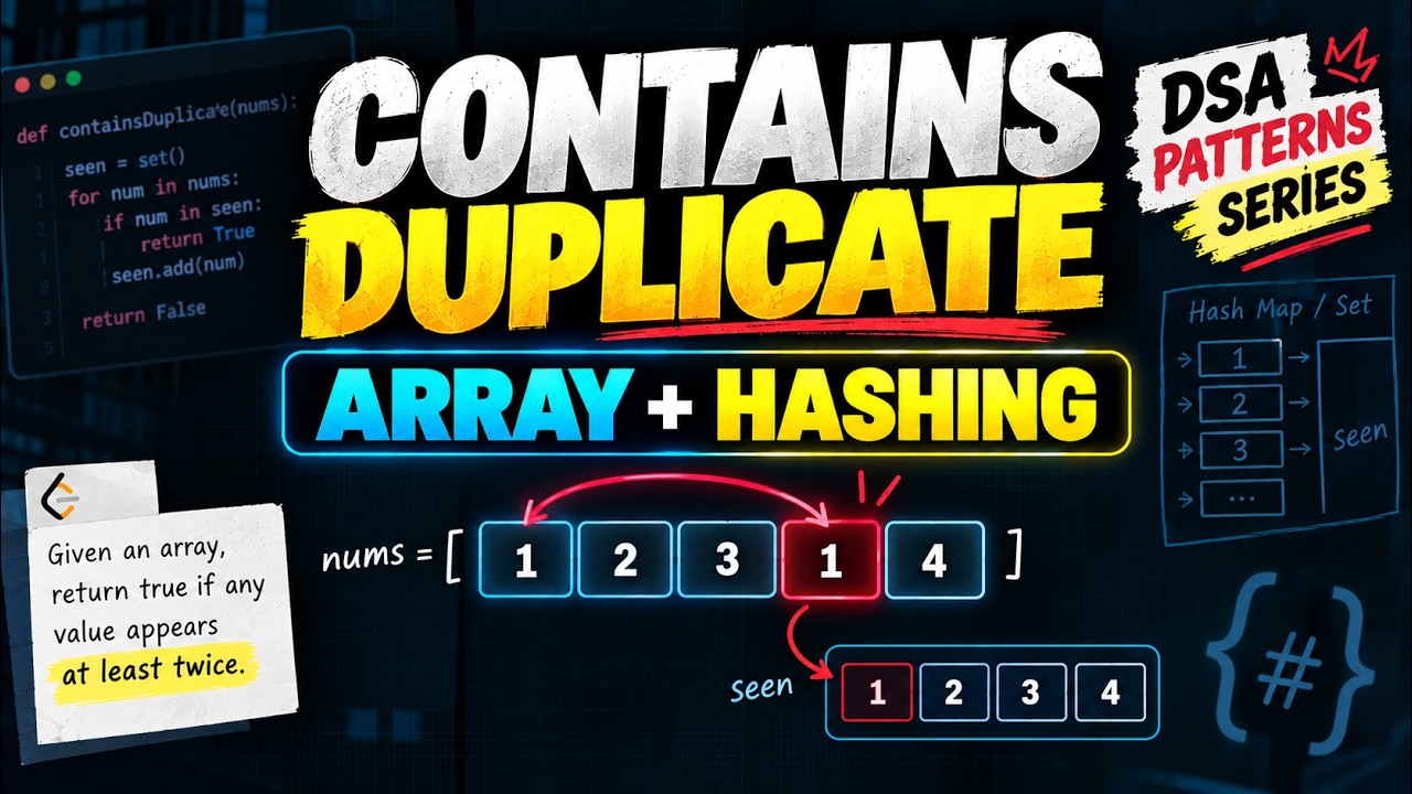 Contains Duplicate | Array & Hashing | DSA Patterns Series - YouTube