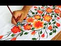 Free Hand Bel Painting Design on Kurtis / Sarees | Designer Kurti / Saree Border / Bel Design