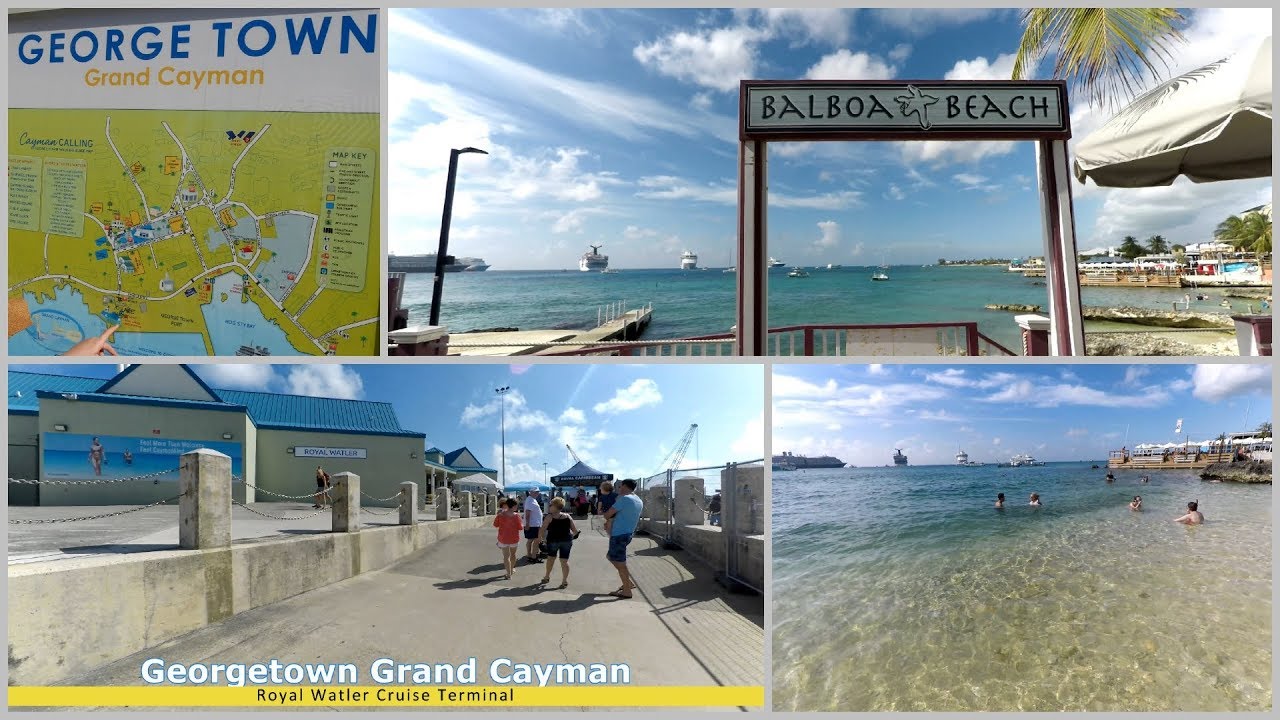 Grand Cayman Island Beach Near Cruise Port Terminal (4K)