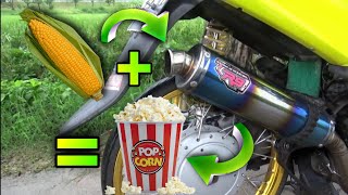 EXPERIMENT BIKIN POP CORN JAGUNG PAKAI KNALPOT SEPEDA MOTOR