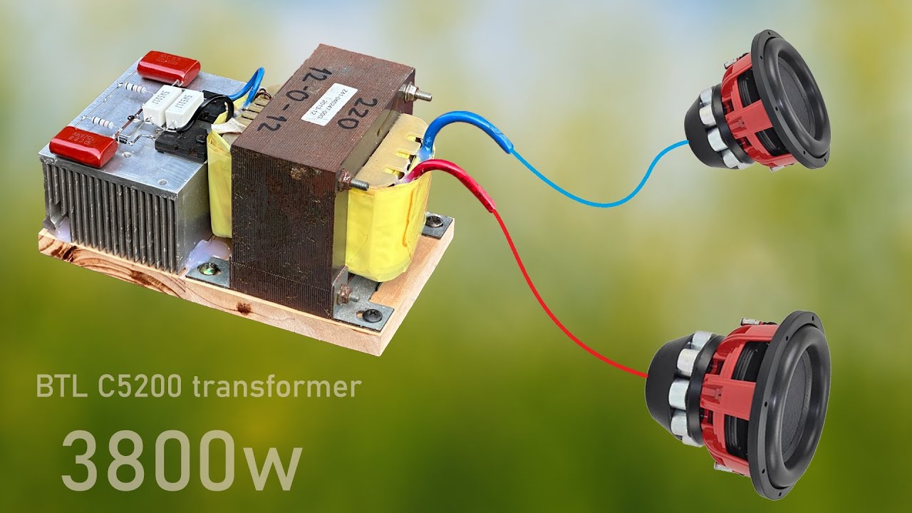 DIY Powerful Ultra Bass Amplifier BTL C5200 , Transformer , Simple