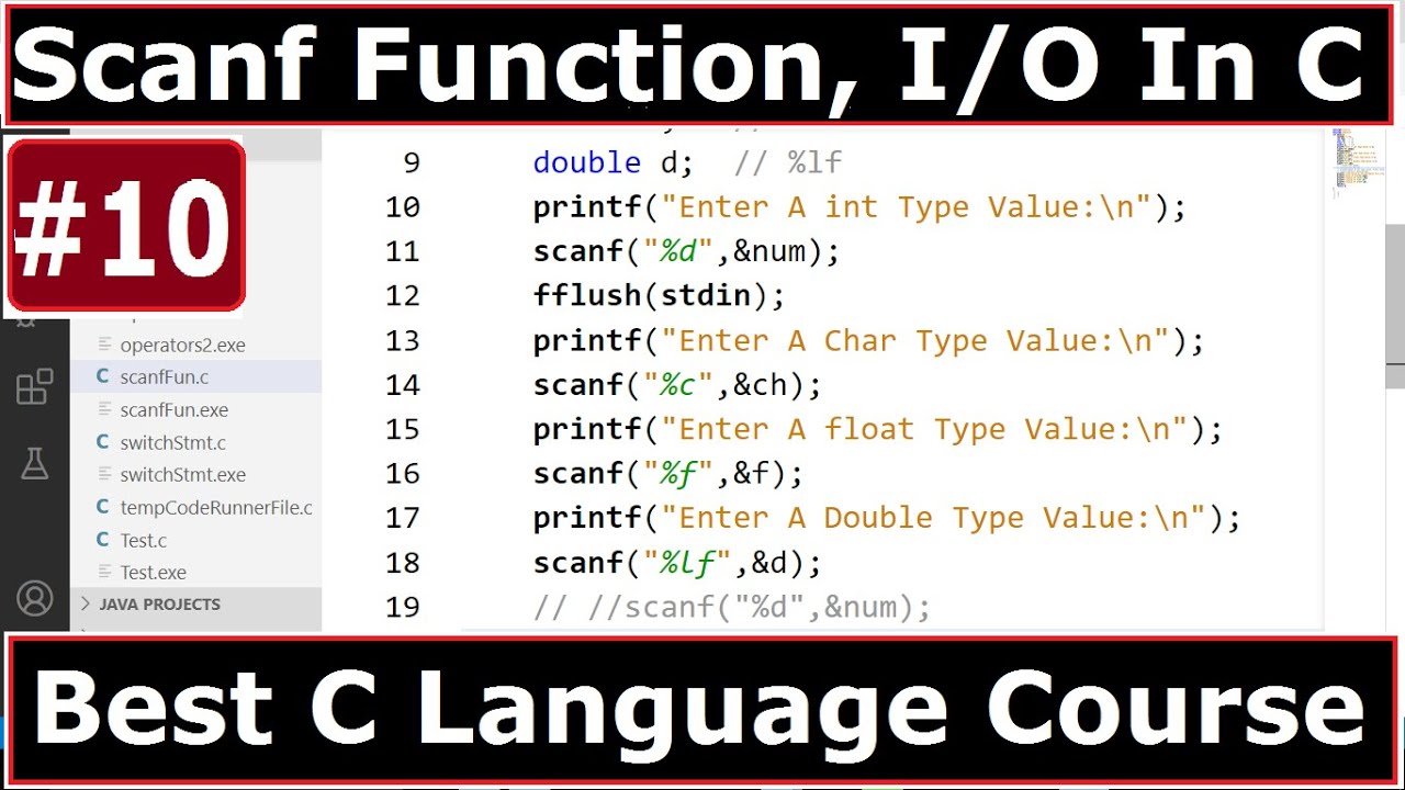 C Language | scanf function , Input and Output instruction in C | part ... image.