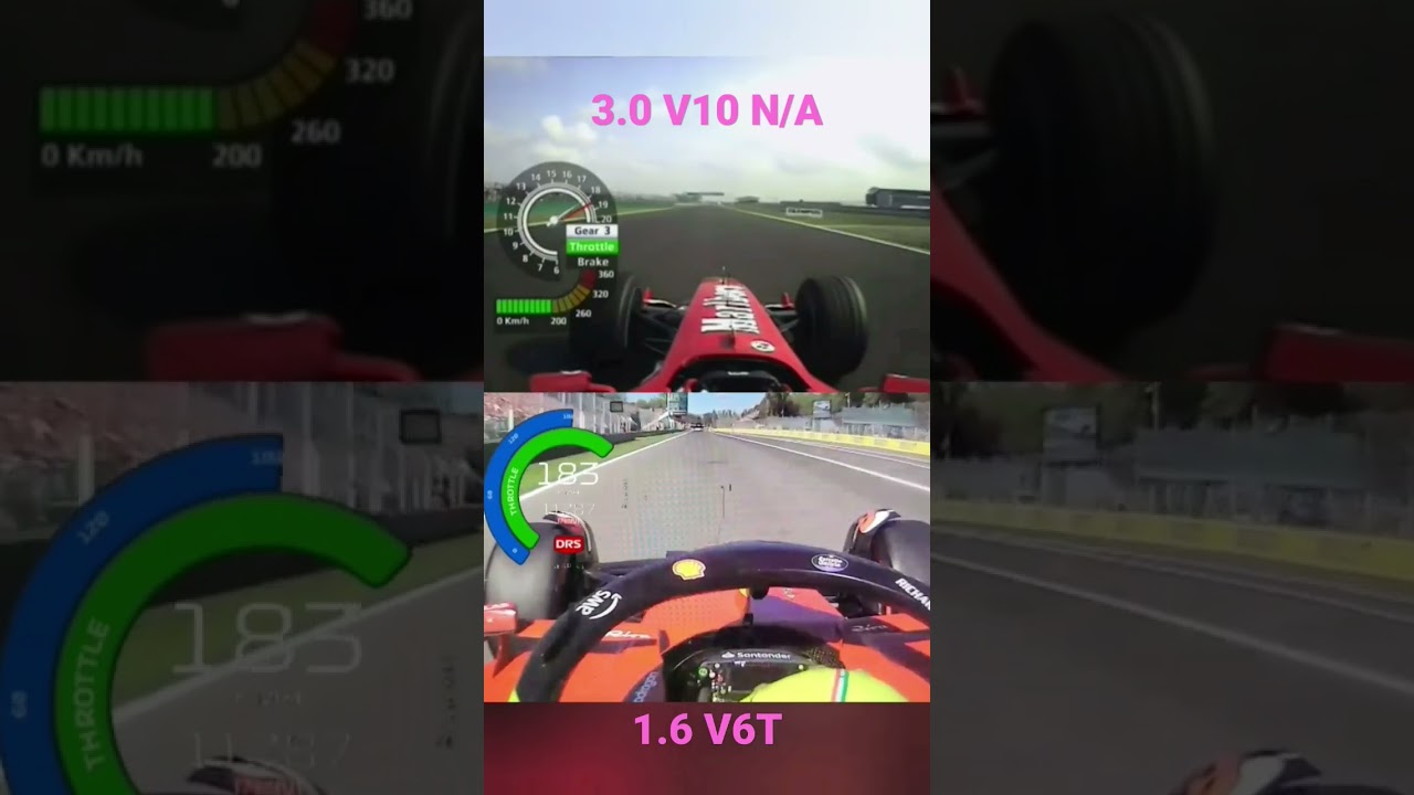 Ferrari F2004 V10 vs F1-75 2022 Battle Acceleration 0-300 km/h !