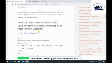 Rotary Club of Ambattur Class 6 Maths Chapter 2 Introduction of Algebra