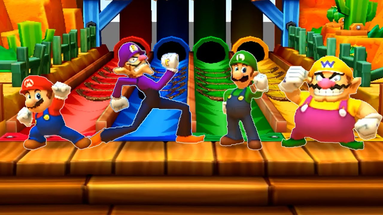 Mario Party Star Rush Minigames - Mario Vs Waluigi Vs Luigi Vs Wario (Master Difficulty)