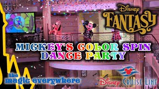 Mickey’s Color Spin Dance Party  Disney Fantasy Atrium Fun  Family Cruise Entertainment