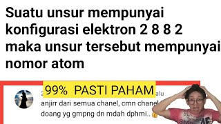 Suatu atom mempunyai konfigurasi elektron 2 8 8 dan mempunyai jumlah neutron 22