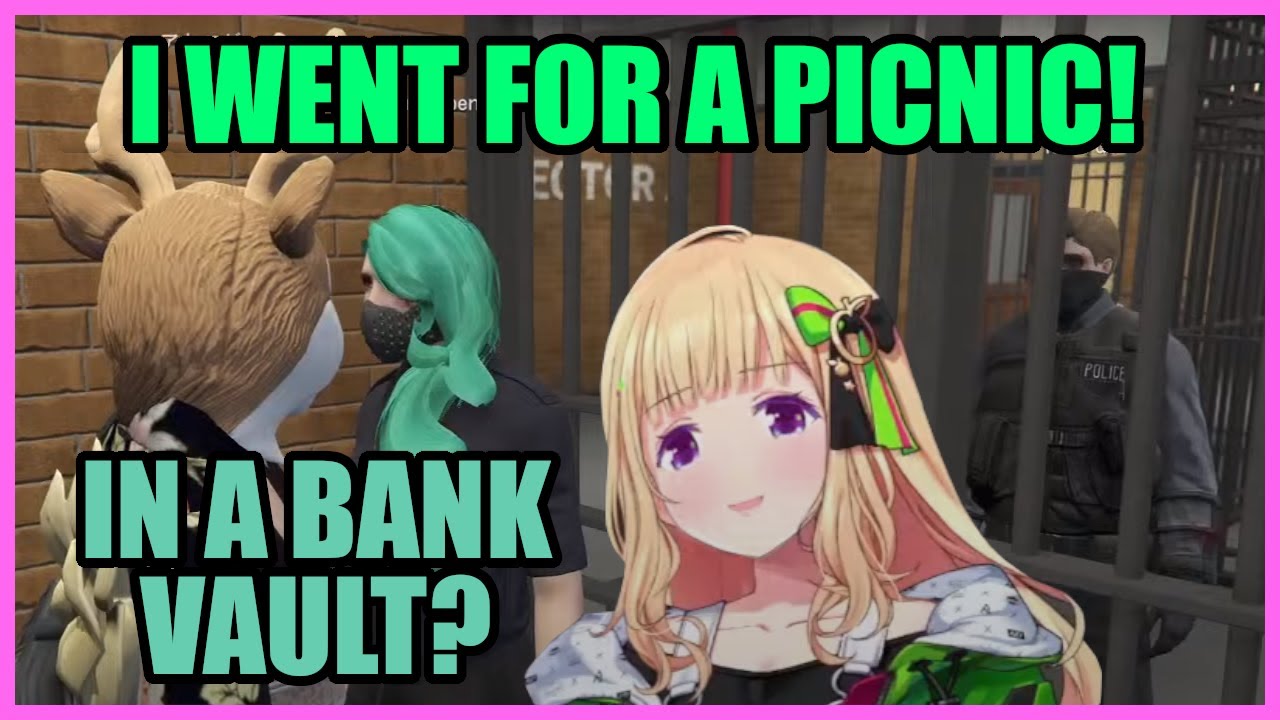 [VCR GTA] Akirose robbing a Bank for practice gets rudely interrupted by the Police ft. Beni, Ebio