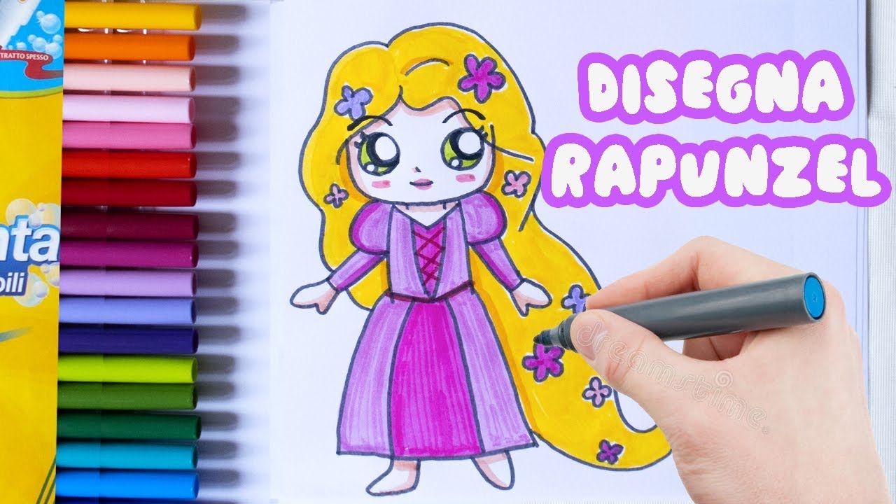 Come Disegnare Rapunzel La Principessa Disney Draw Rapunzel Disney Princess Youtube